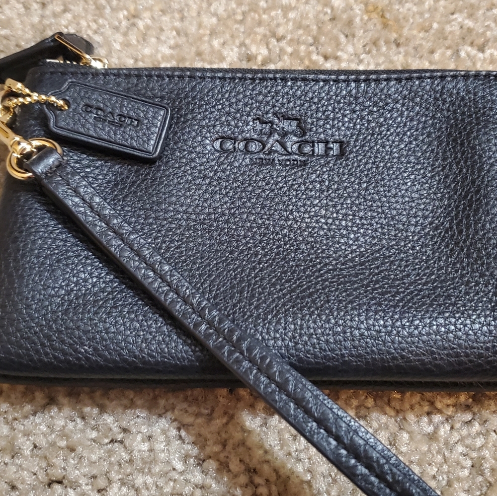 Coach Black Leather Wristlet